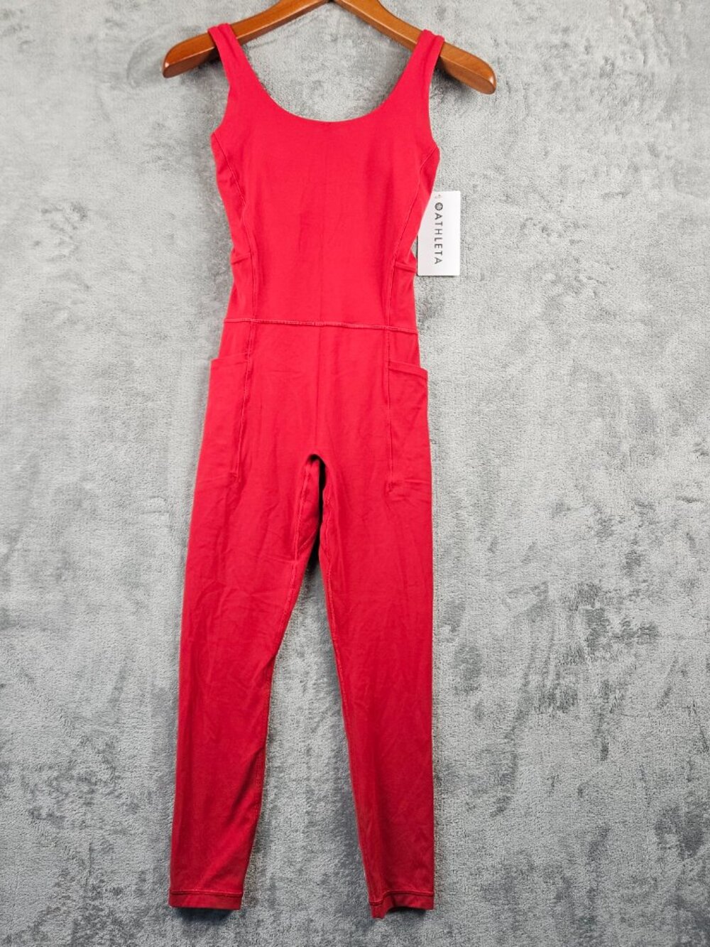 NWT Athleta Red Salutation Bodysuit Jumpsuit XS - Picture 3 of 12